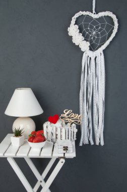 Beyaz kalp dantel rüya yakalayıcı 