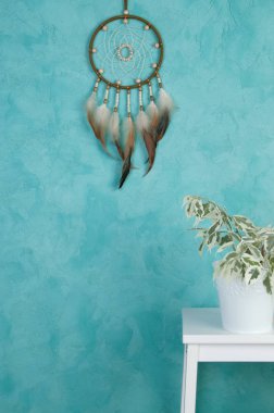 Zeytin rüya yakalayıcı aquamarine üzerinde