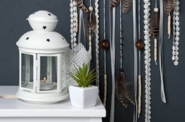 Krem tığ işi bardak altlığı peçete rüya yakalayıcı 