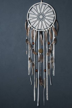 Krem tığ işi bardak altlığı peçete rüya yakalayıcı 