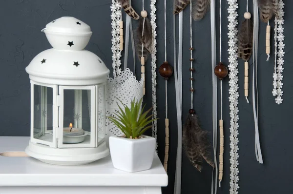 Krem tığ işi bardak altlığı peçete rüya yakalayıcı 