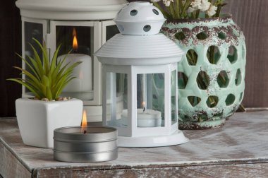 Yatak odası Dekor ahşap arka plan üzerinde