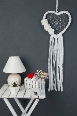 Beyaz kalp dantel rüya yakalayıcı 