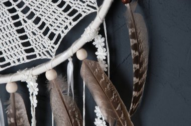 Krem tığ işi bardak altlığı peçete rüya yakalayıcı 