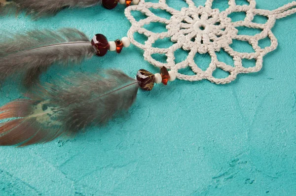 Rüya yakalayıcı aquamarine üzerinde — Stok fotoğraf