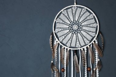 Krem tığ işi bardak altlığı peçete rüya yakalayıcı 