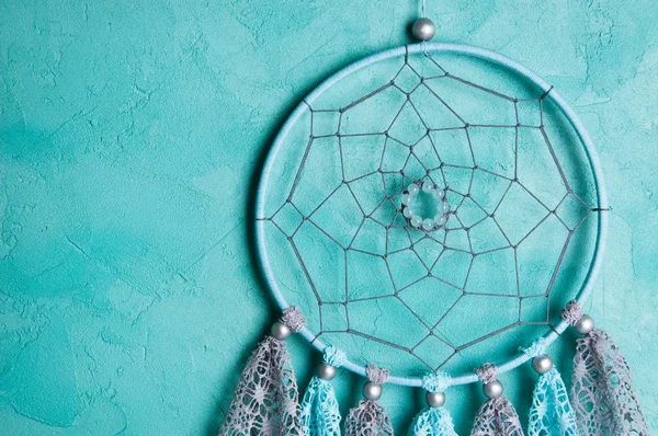 Rüya yakalayıcı Akuamarin duvar arka plan üzerinde