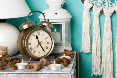 Aquamarine üzerinde yatak odası dekor 