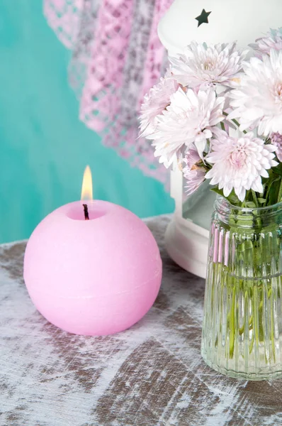 Pink aroma candle — Stock Photo, Image