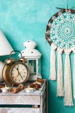 Krem tığ işi bardak altlığı peçete rüya yakalayıcı 