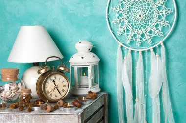 Krem tığ işi bardak altlığı peçete rüya yakalayıcı 