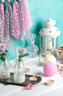 Rüya yakalayıcı Akuamarin duvar arka plan üzerinde