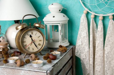 Aquamarine üzerinde yatak odası dekor 