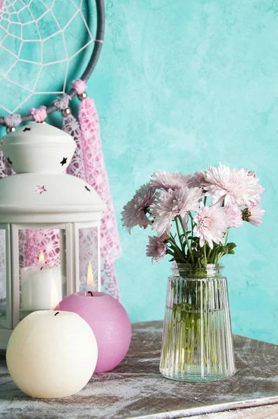 Rüya yakalayıcı Akuamarin duvar arka plan üzerinde