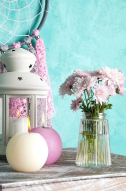 Rüya yakalayıcı Akuamarin duvar arka plan üzerinde