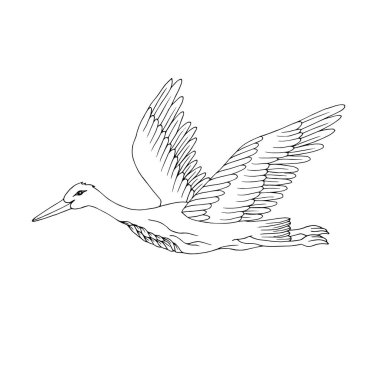 Leylek ve bebek mavi gökyüzü üzerinde güzel kart