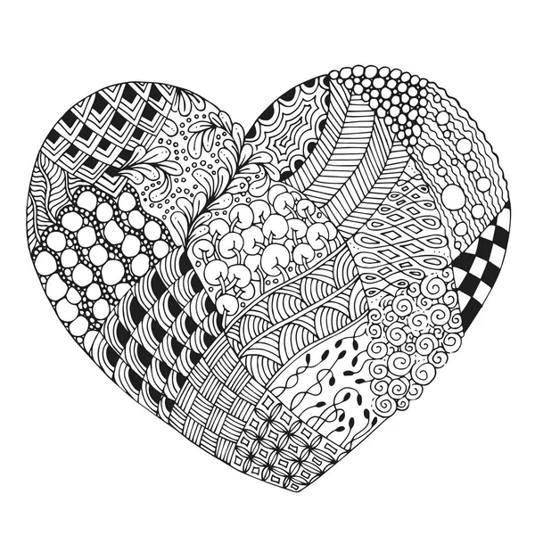 Psykedeliska hjärta med doodle. Valentine s day vykort. — Stock vektor