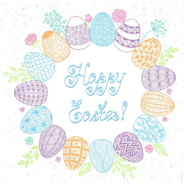 Easter wreath with easter eggs - vector illustration