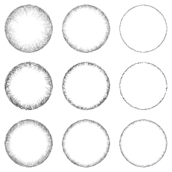 Sketch circle design element set — Stock Vector