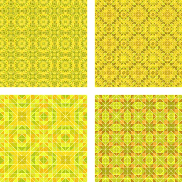 Conjunto de padrão de mosaico sem costura colorido amarelo — Vetor de Stock