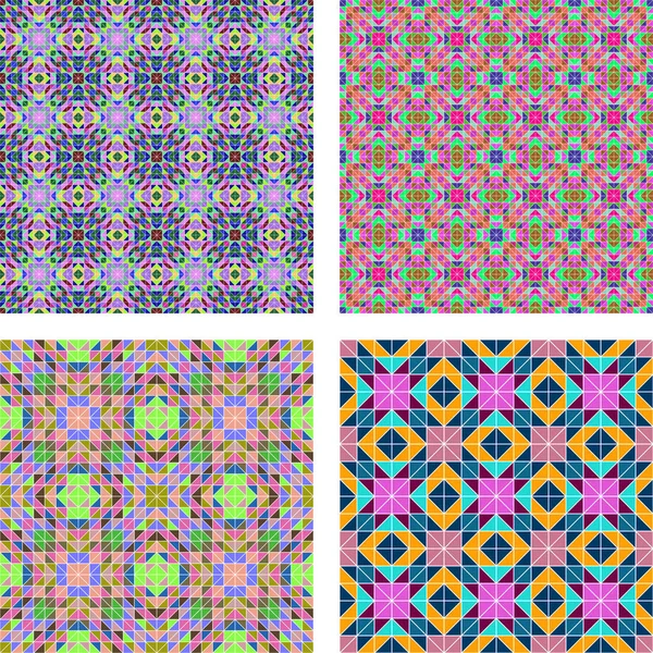 Colorful triangle mosaic pattern background set — Stock Vector