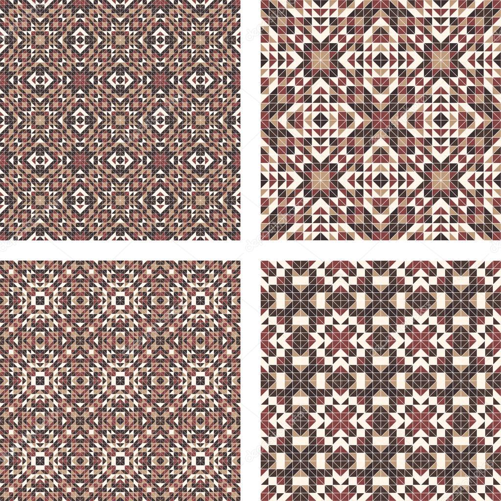 Abstract triangle tile pattern background set