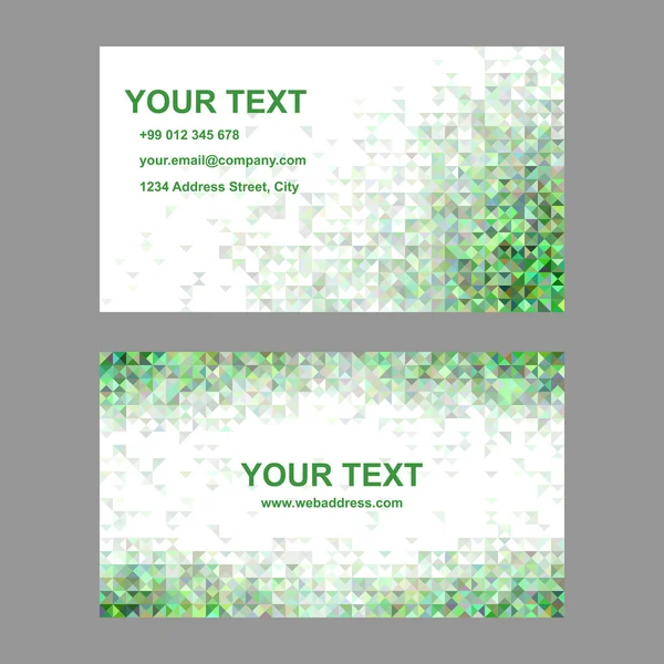 Grüne Dreieck-Mosaik-Visitenkarten-Vorlage — Stockvektor