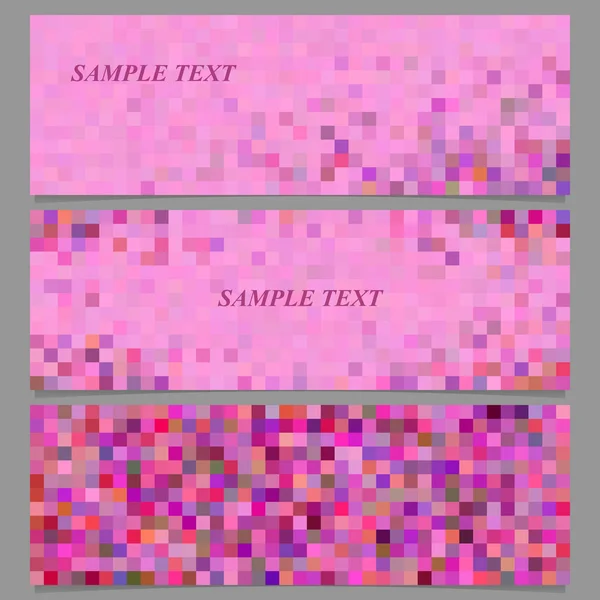 Conjunto de diseño de banner de mosaico cuadrado de píxel abstracto — Archivo Imágenes Vectoriales