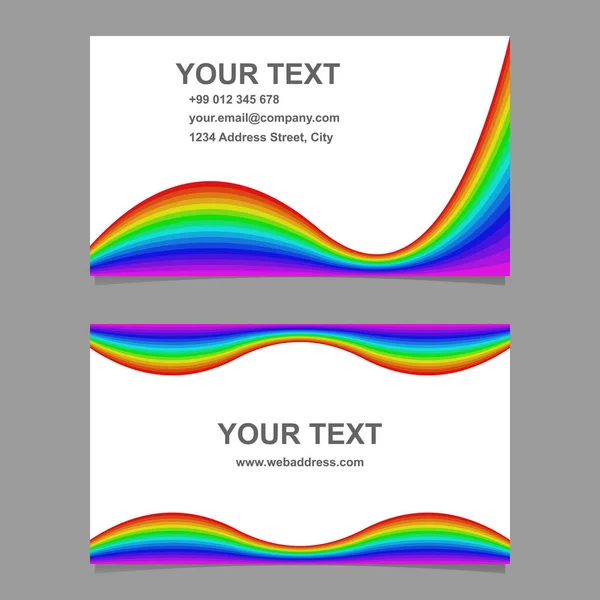 Wellige regenbogenfarbene Visitenkarte Set — Stockvektor