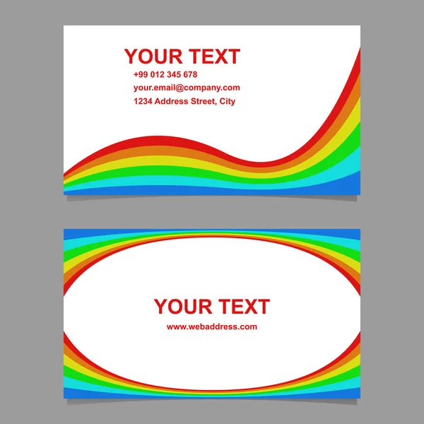 Ondulado arco-íris colorido conjunto de cartão de visita — Vetor de Stock