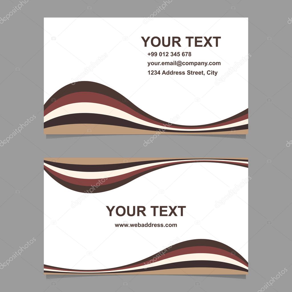 Brown wave design business card set