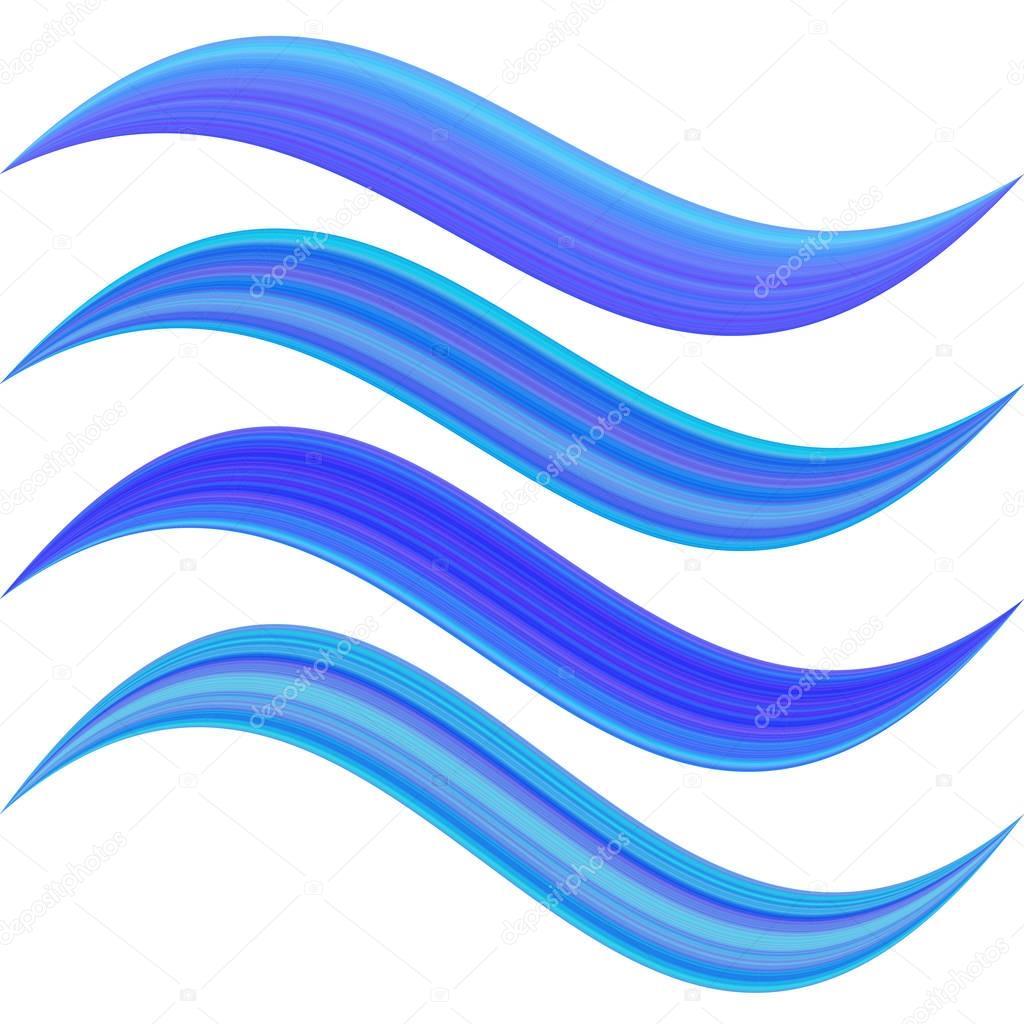 Blue abstract water wave symbol element design set