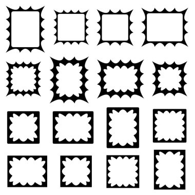 Siyah soyut şekil çerçeve tasarım kümesi