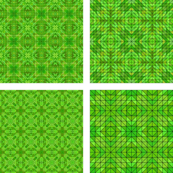 Green seamless mosaic pattern background set — Stock Vector