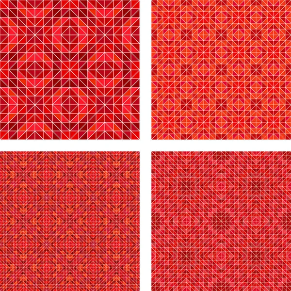 Red seamless mosaic pattern design background set — Stock Vector