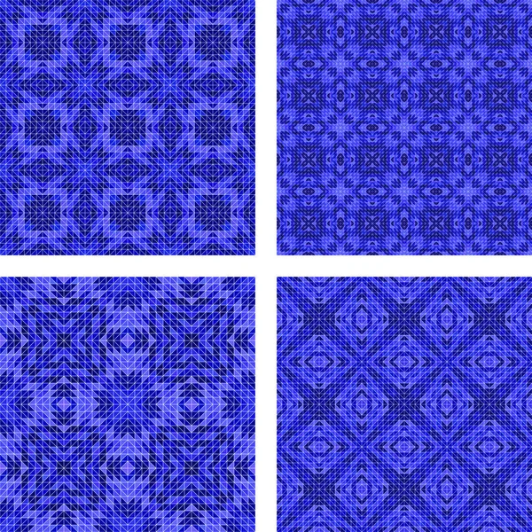 Blue triangle mosaic kaleidoscope background set — Stock Vector