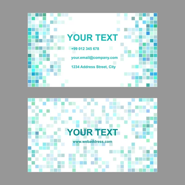 Cyan square mosaic business card template design — Stock Vector
