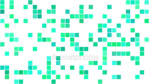 Зеленые круглые квадраты появляются случайным образом в мозаике — стоковое видео