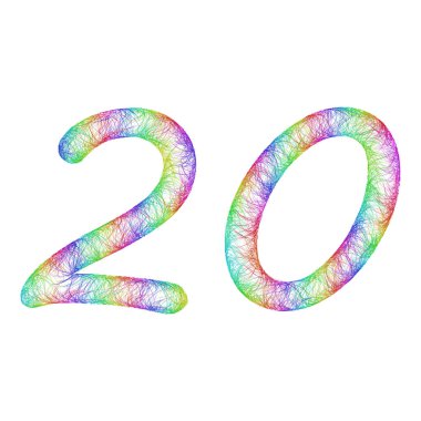 Rainbow sketch anniversary design - number 20 clipart