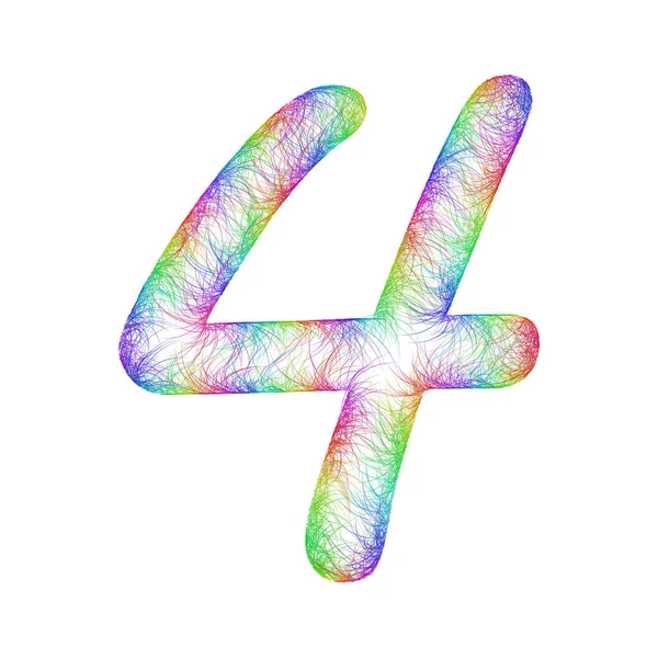 Rainbow sketch font design - number 4 — Stock Vector