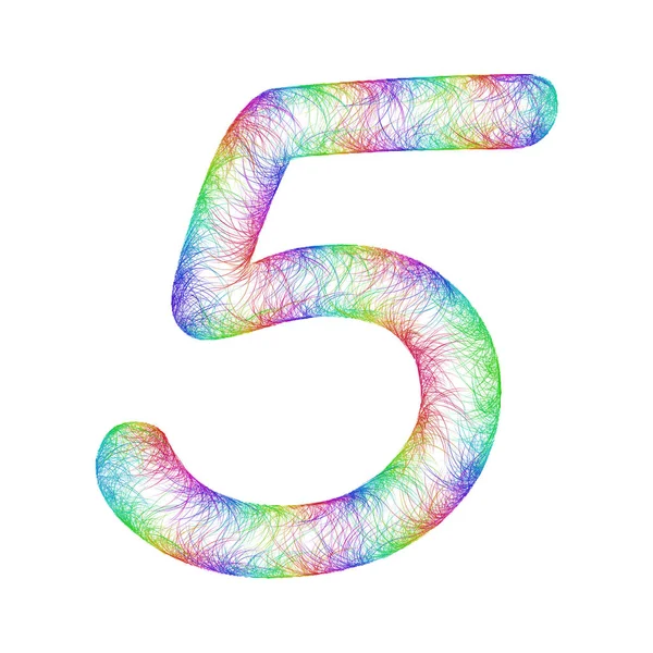 Rainbow sketch font design - numero 5 — Vettoriale Stock