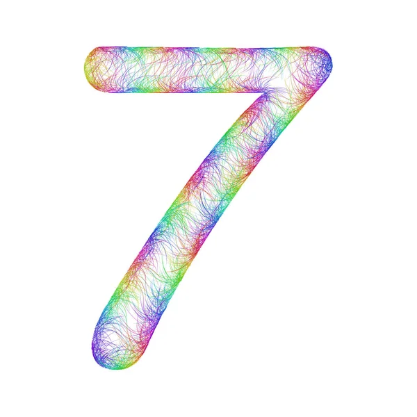 Rainbow sketch font design - number 7 — Stock Vector