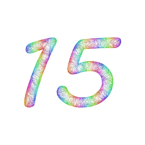 Rainbow sketch anniversary design - number 15 — Stock Vector