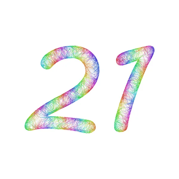 Regenbogen-Skizze Jubiläums-Design - Nummer 21 — Stockvektor