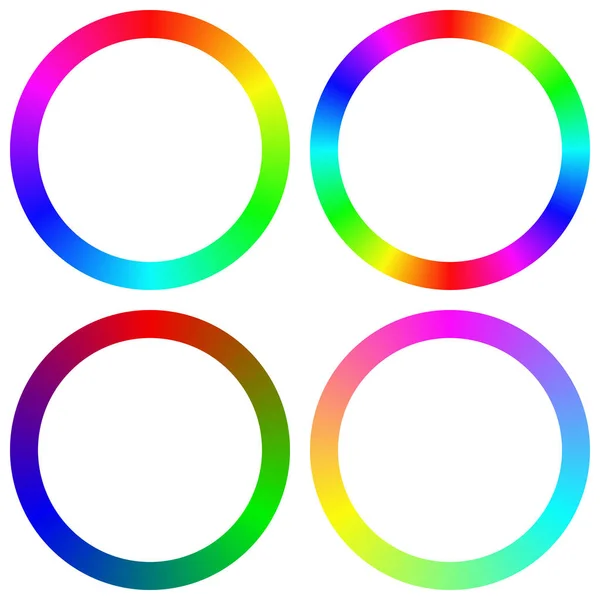 Isolated gradient rainbow circle color palette set