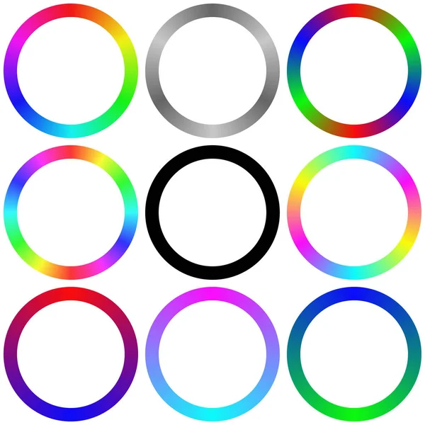 Isolated gradient rainbow circle color palette set — Stock Vector