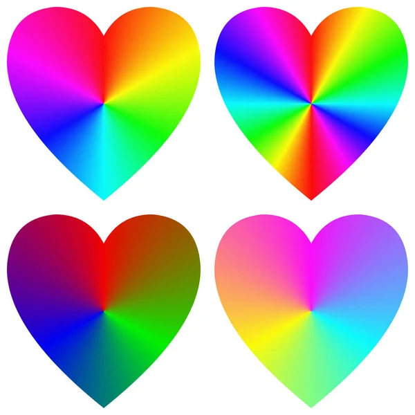 Arco iris gradiente feliz corazón icono plantilla conjunto — Archivo Imágenes Vectoriales
