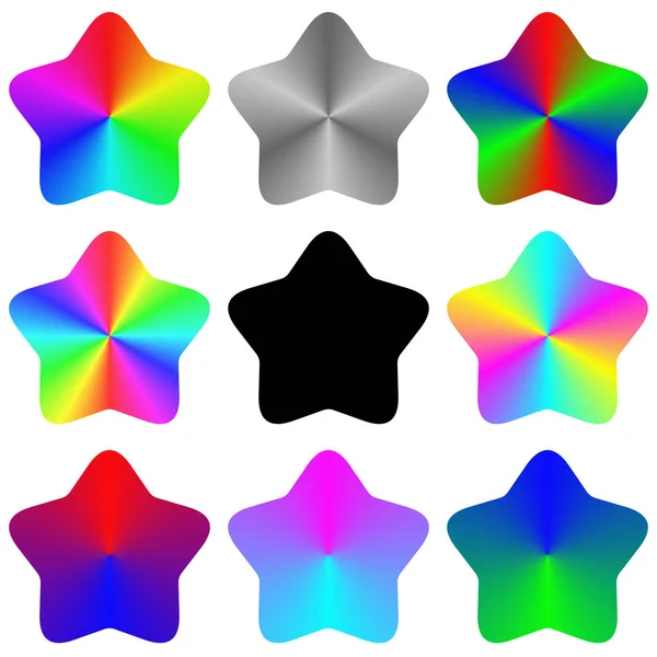 Conjunto de estrelas do arco-íris gradiente isolado abstrato — Vetor de Stock