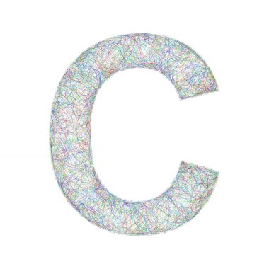 Renkli kroki yazı tipi tasarım - C harfi