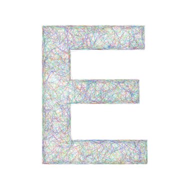 Renkli kroki yazı tipi tasarım - E Harfi